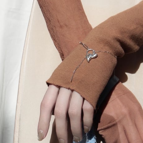 Heart motif double bracelet / Matt silver【Silver 925 product】