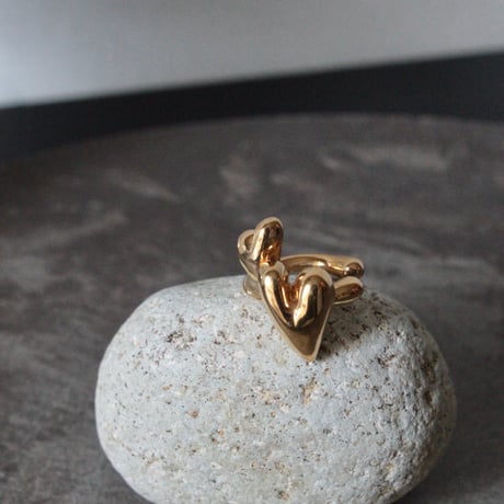 Heart motif double cuff / Gold【Silver 925 product】