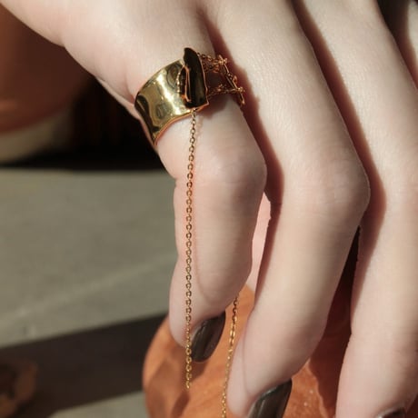 norme playing chain pinky ring / SV925＋Gold Plated