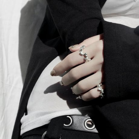 Heart loop ring / Matt silver【Silver 925 product】