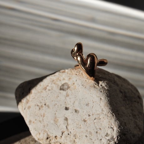 Heart motif double cuff / Gold【Silver 925 product】
