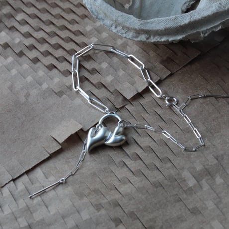 Heart motif double bracelet / Matt silver【Silver 925 product】