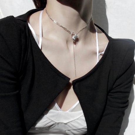Heart motif double lariat / Matt silver【Silver 925 product】