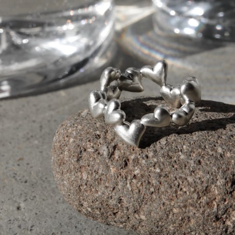 Heart loop ring / Matt silver【Silver 925 product】
