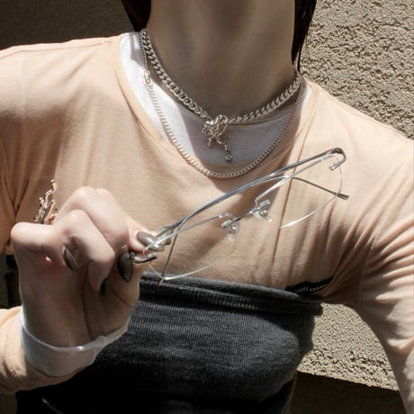 Distort ribbon layered necklace