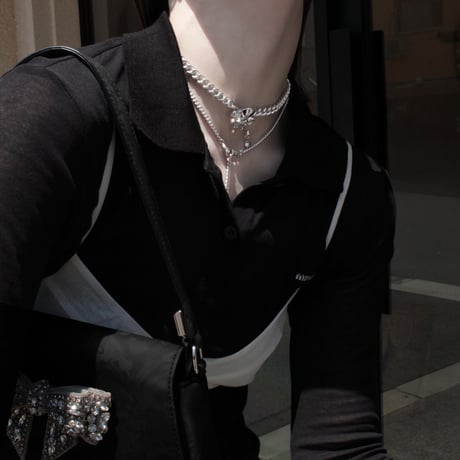 Distort ribbon layered necklace