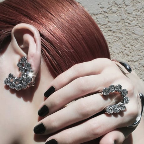 Stone curve earring (2P)