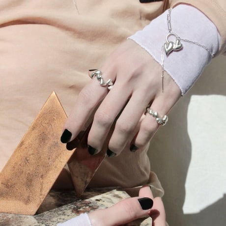 Heart motif double bracelet / Matt silver【Silver 925 product】