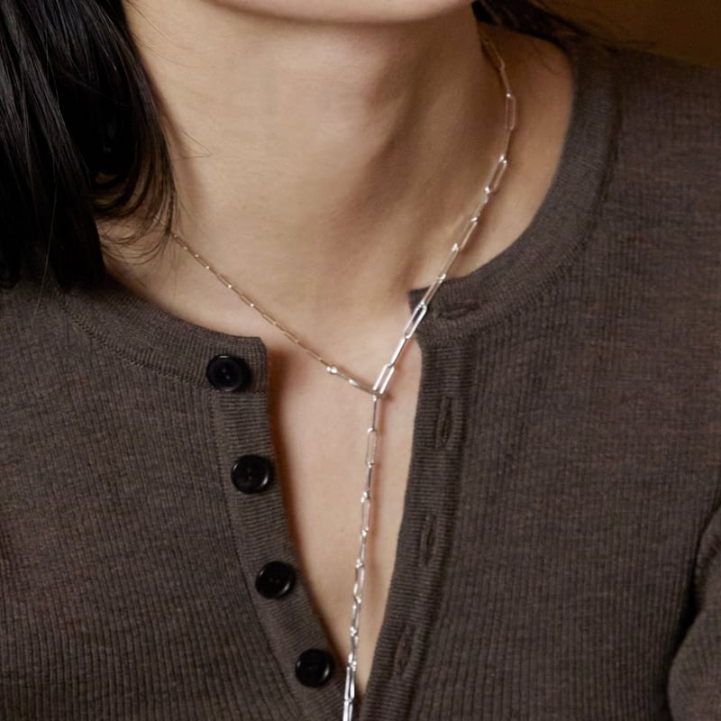 norme dew long frame necklace / Silver | Soieri norme dew long frame necklace / Silver | Soieri