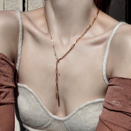 norme dew long frame necklace / SV925＋Gold Plated