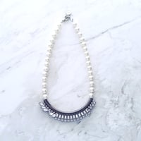 Line bijou pearl necklace (Silver)