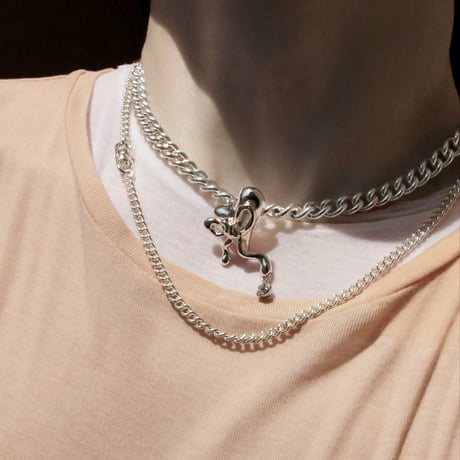 Distort ribbon layered necklace