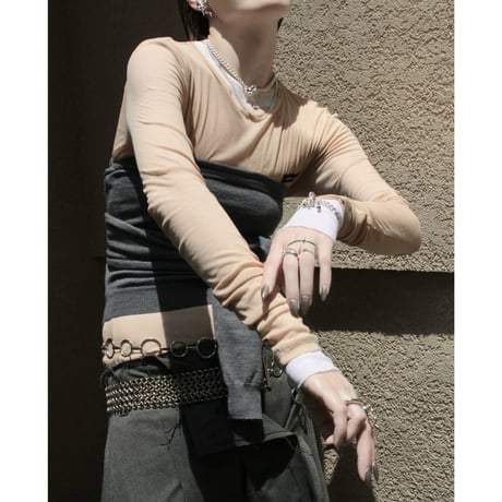 Distort ribbon layered necklace