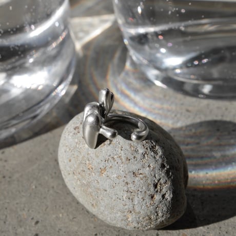 Heart motif double cuff / Matt silver【Silver 925 product】
