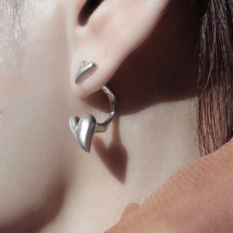 Heart connect pierce(1P) / Matt silver【Silver 925 product】