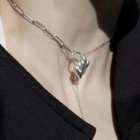 Heart motif double lariat / Matt silver【Silver 925 product】