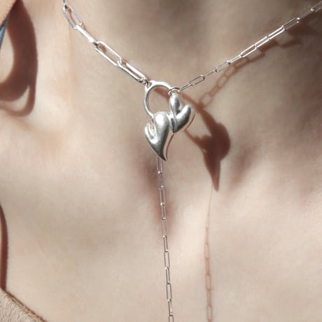 Heart motif double lariat / Matt silver【Silver 925 product】