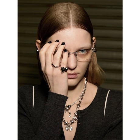 Distort ribbon layered necklace