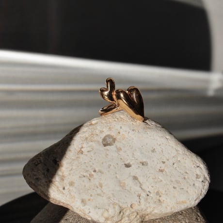 Heart motif double cuff / Gold【Silver 925 product】