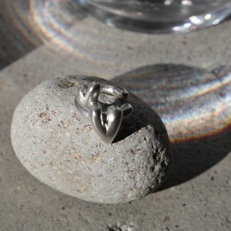 Heart motif double cuff / Matt silver【Silver 925 product】