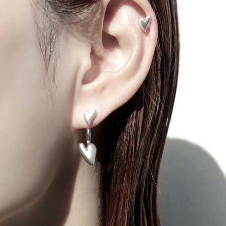 Heart connect pierce(1P) / Matt silver【Silver 925 product】