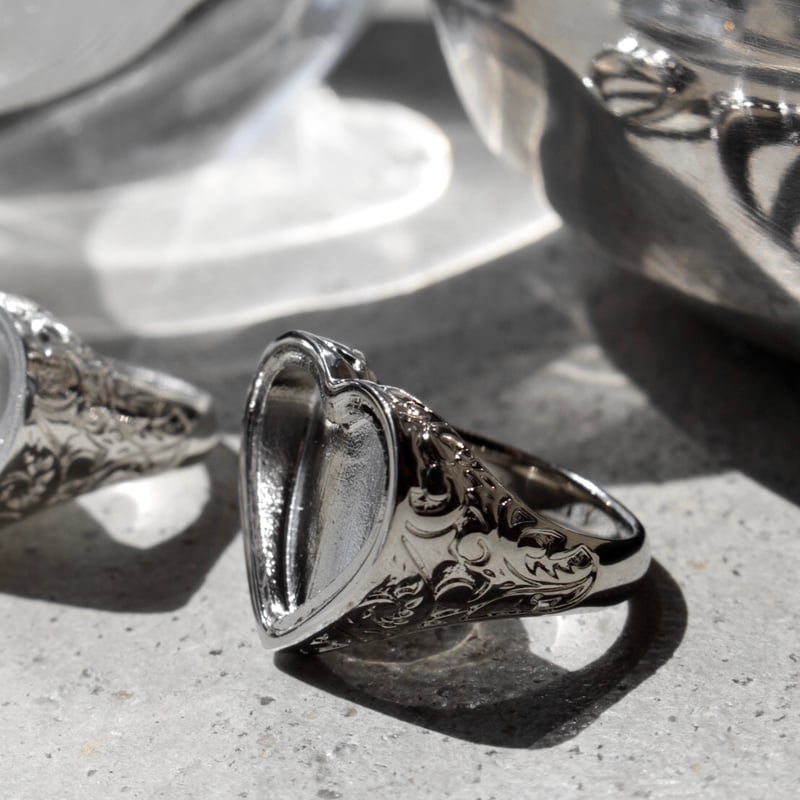 Heart barbell locket ring | Soierie Online Store