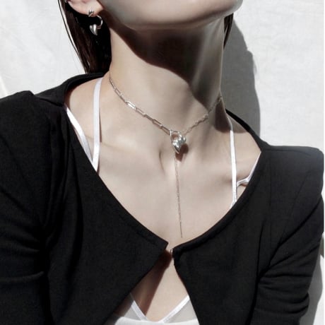 Heart connect pierce(1P) / Matt silver【Silver 925 product】