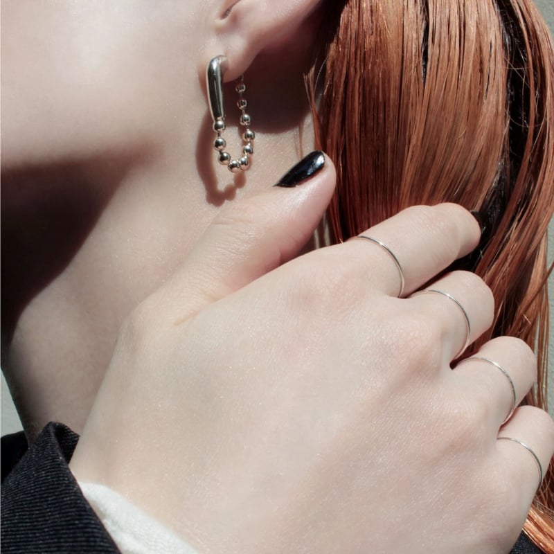 Ball chain hoop pierce [Unisex line] | Soierie