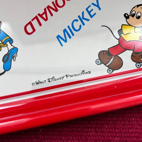 1980s Walt Disney Productions STEEL PLATE ／ 1980年代前期製 ディズニー “ミッキー＆ドナルド” スチール製プレート