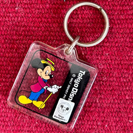 【当時モノ/ 稀少種】1980年代前中期 東京ディズニーランド限定品 タキシードミッキー キーホルダー［昭和レトロ/証紙付き］