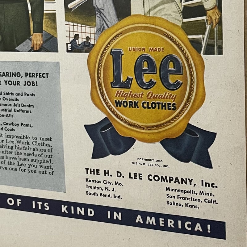 40s Lee Work Wear👖ADVERTISEMENT PAPER “second l