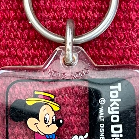 【当時モノ/ 稀少種】1980年代前中期 東京ディズニーランド限定品 タキシードミッキー キーホルダー［昭和レトロ/証紙付き］