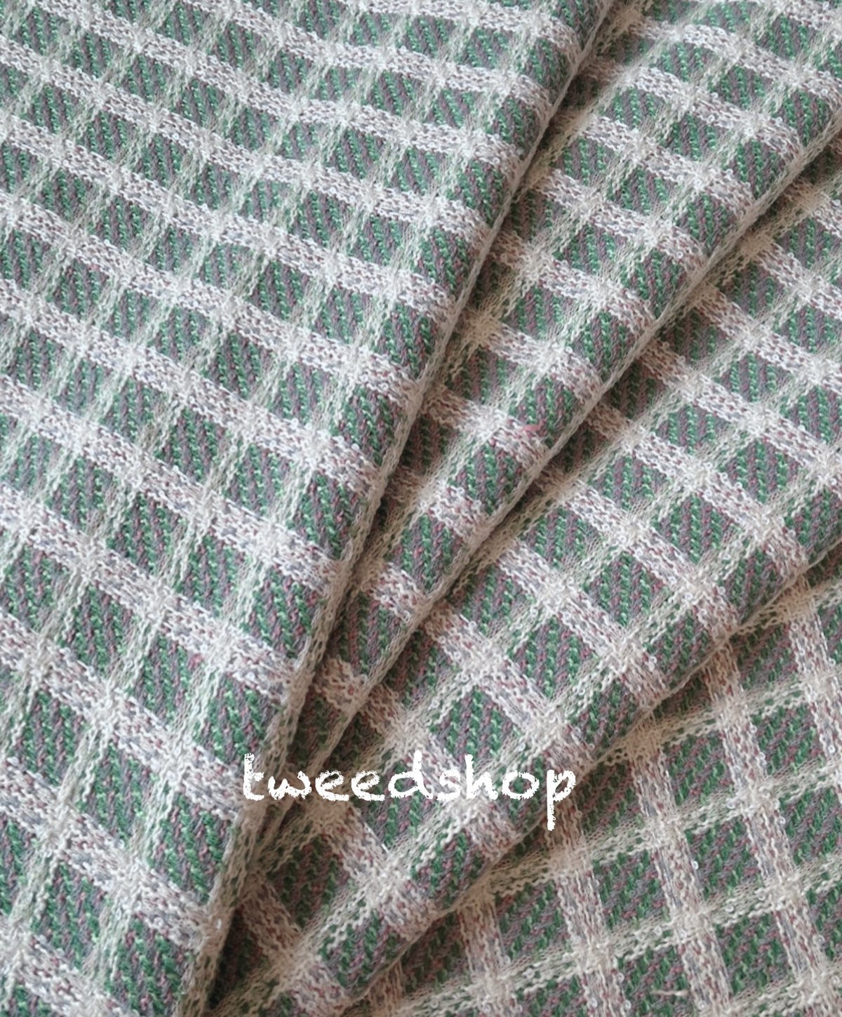 【最新】✰生地一覧✰ ツイード生地 617 グリーン | tweed shop