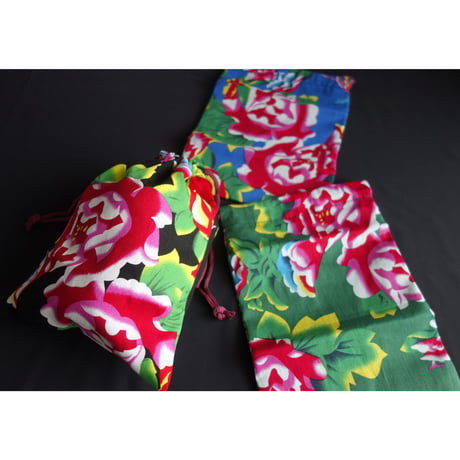 ☆Handmade☆【香港☆petite petite】使って便利・花布巾着    /  色は３種類   #3012122R