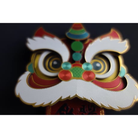 【香港☆ELEGANT TANG】キラキラ香港開運醒獅冰箱貼  / 可動式マウスデザイン「身體健康」磁石貼　#604266N