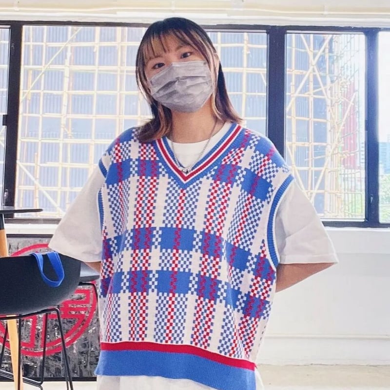boncoura ベスト 赤ピンストライプ 40 boncoura ベスト 赤ピン