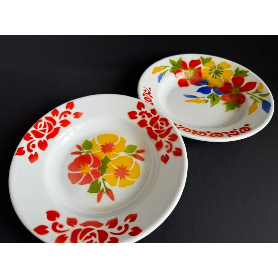 合わせ買い＞【香港☆泰國】琺瑯 RABBIT BRAND 花柄皿 / 2デザイン