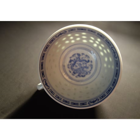 【香港☆中国景徳鎮】手書き　（龍）カップ＆（青花）ソーサー  /  綺麗な蛍焼き・青花碟  #3022820R