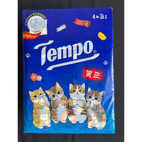 【香港☆Tempo×Mofusand】2024年新年「モフサンド」36Ｐ！ 使い捨てハンカチ（ティッシュ）#402292N