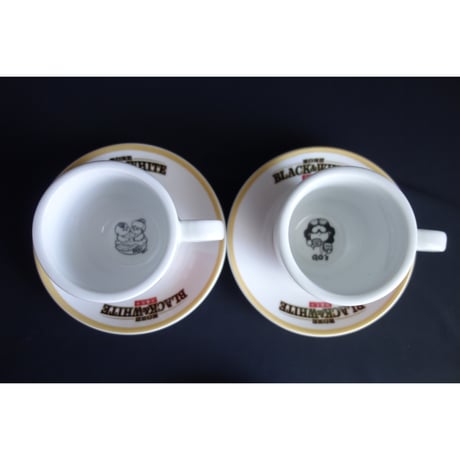 香港茶餐廰 黒白淡奶BLACK&WHITE ティーカップソーサーセット 黒白淡奶