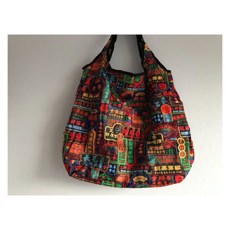 【香港☆G.O.D.】foldable shopping bag with button  /  しっかり生地　２種類有ります。