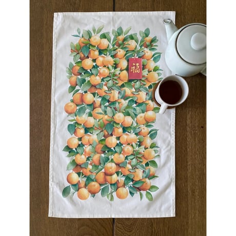 ＜予約商品＞手描き水彩画☆【香港 ☆ Bym☆amalaterre】＜Tea Towel＞お客様専用  /  CNY Oranges　#R311211N