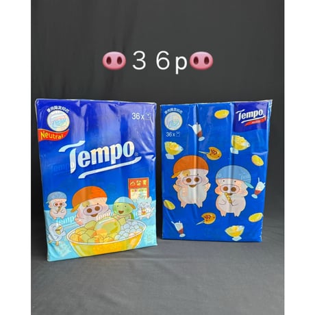 【香港☆限定Tempo】 使い捨てハンカチ🐽＜麥兜＞🐽（ティッシュ）/　🐽Mc dull🐽　36pcs  #603307N