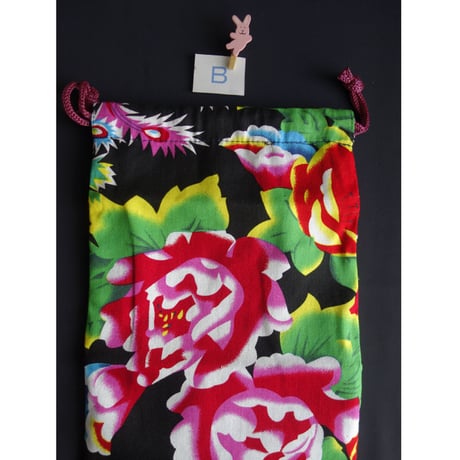 ☆Handmade☆【香港☆petite petite】使って便利・花布巾着    /  色は３種類   #3012122R