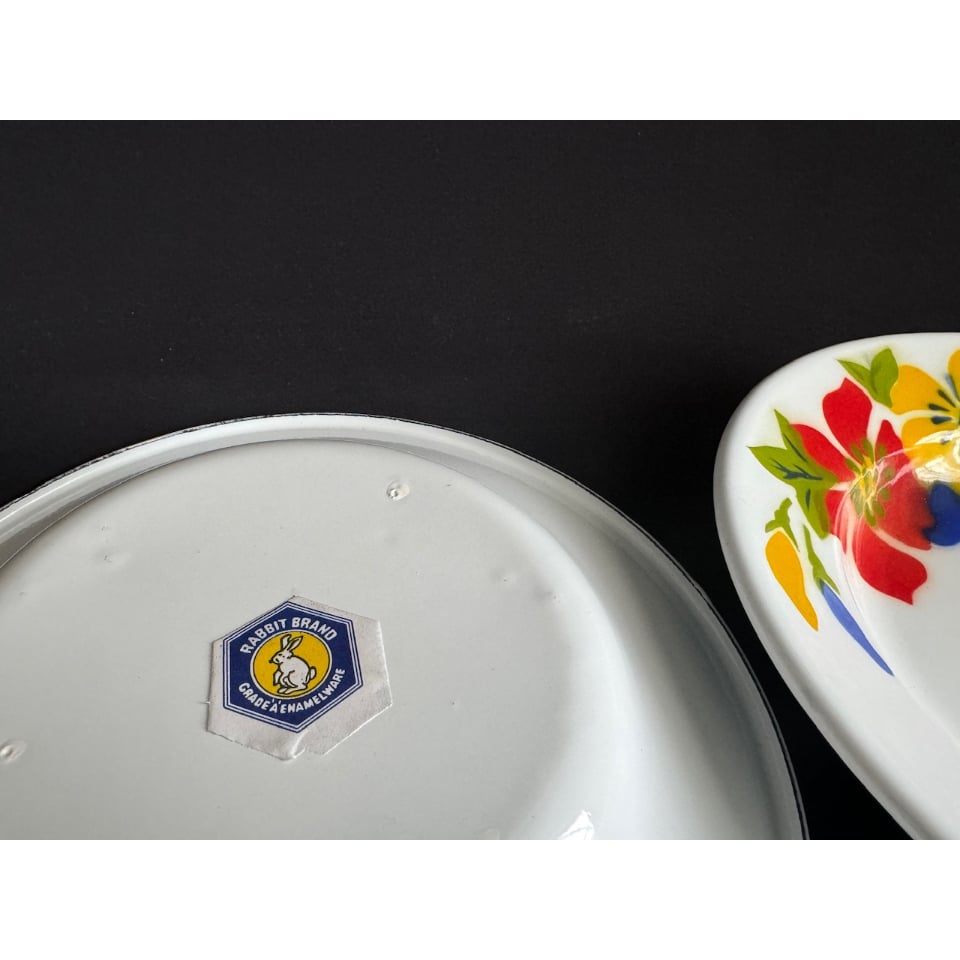 合わせ買い＞【香港☆泰國】琺瑯 RABBIT BRAND 花柄皿 / 2デザイン