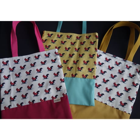 ＜ラスト1＞☆Handmade☆【香港 / 淳記手作】３種類「マチ無し」TOTE BAG / 「公雞」３種類  #SA6013161R