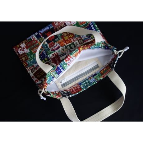 ☆Handmade☆【香港☆永利軒】３種類 「看板柄」巾着トートバッグ  / アート柄は２種類　#309309N
