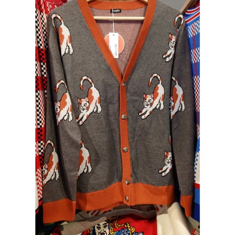 ＜予約商品＞【香港 ☆ Hoopla HK】《貓的姿態》貓貓圖案V領開胸外套  / Cat Printed V-neck Unisex Cardigan  #R304063