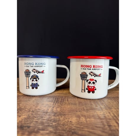 ＜限量版＞【香港☆ PANDAKISS®】 ＜親親＞＆＜敏敏＞ホーローカップ /  限定商務零舊館コラボ琺瑯・茶缸カップ  #6042617N