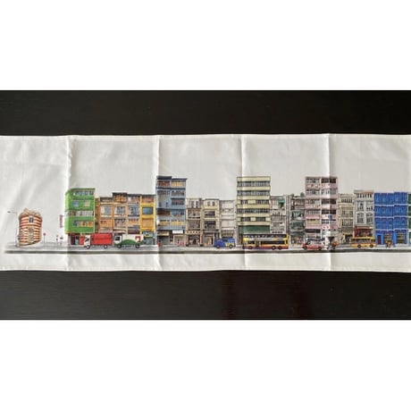 🉐＜予約商品＞☆手描き水彩画☆【香港 ☆ Bymamalaterre】「Hong Kong Buildings」☆Table Runner  #R602263S